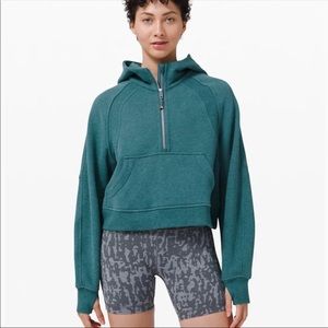 Lululemon Scuba Oversized 1/2 Zip Cropped Hoodie Desert Teal